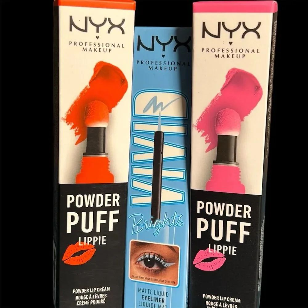 NYX Makeup Bundle: Powder Puff Lippie & Vivid Brights Eyeliner
